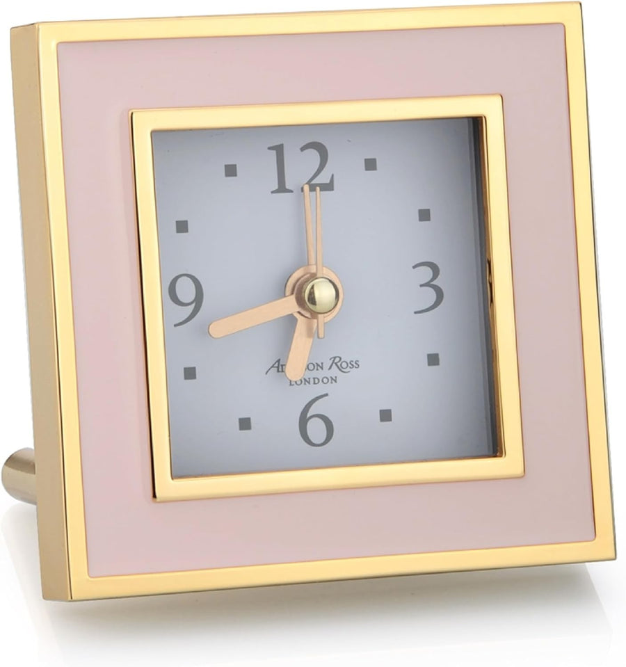Silent Square Bedside Alarm Clock Luxury Pink Gold Compact No Ticking