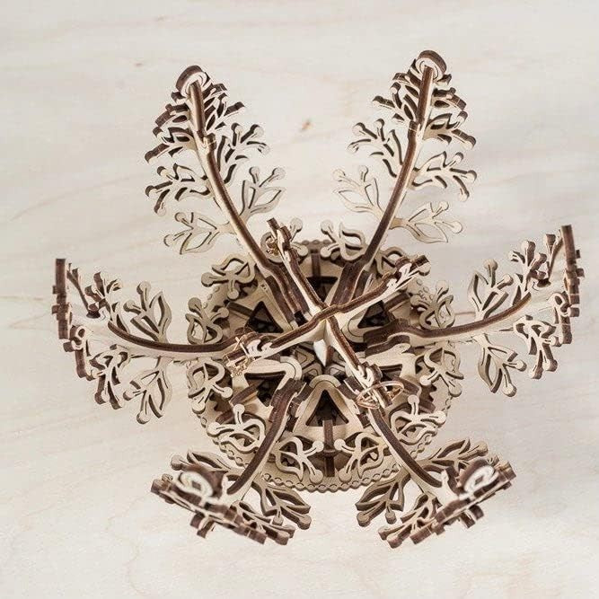 3D Wooden Mechanical Flower Puzzle with Moving Ballerina & Display Stand