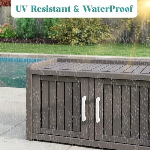 Waterproof Outdoor Shoe Storage Cabinet Bench 3 Door Resin Grey