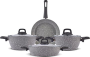 7pcs Grey Granite Non Stick Induction Cookware Set with Lids, PFOA Free