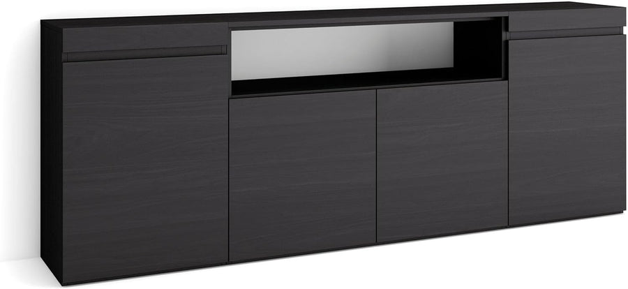 Large Black Sideboard Cabinet 4 Doors 4 Drawers Storage Buffet Unit Modern
