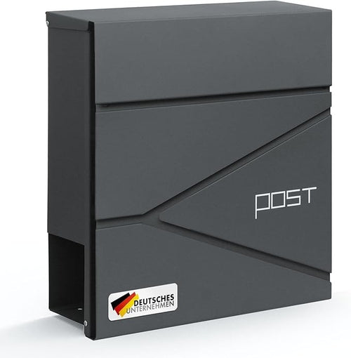 Lockable Wall Letterbox w/ Newspaper Holder – Weatherproof Steel, C4 Slot