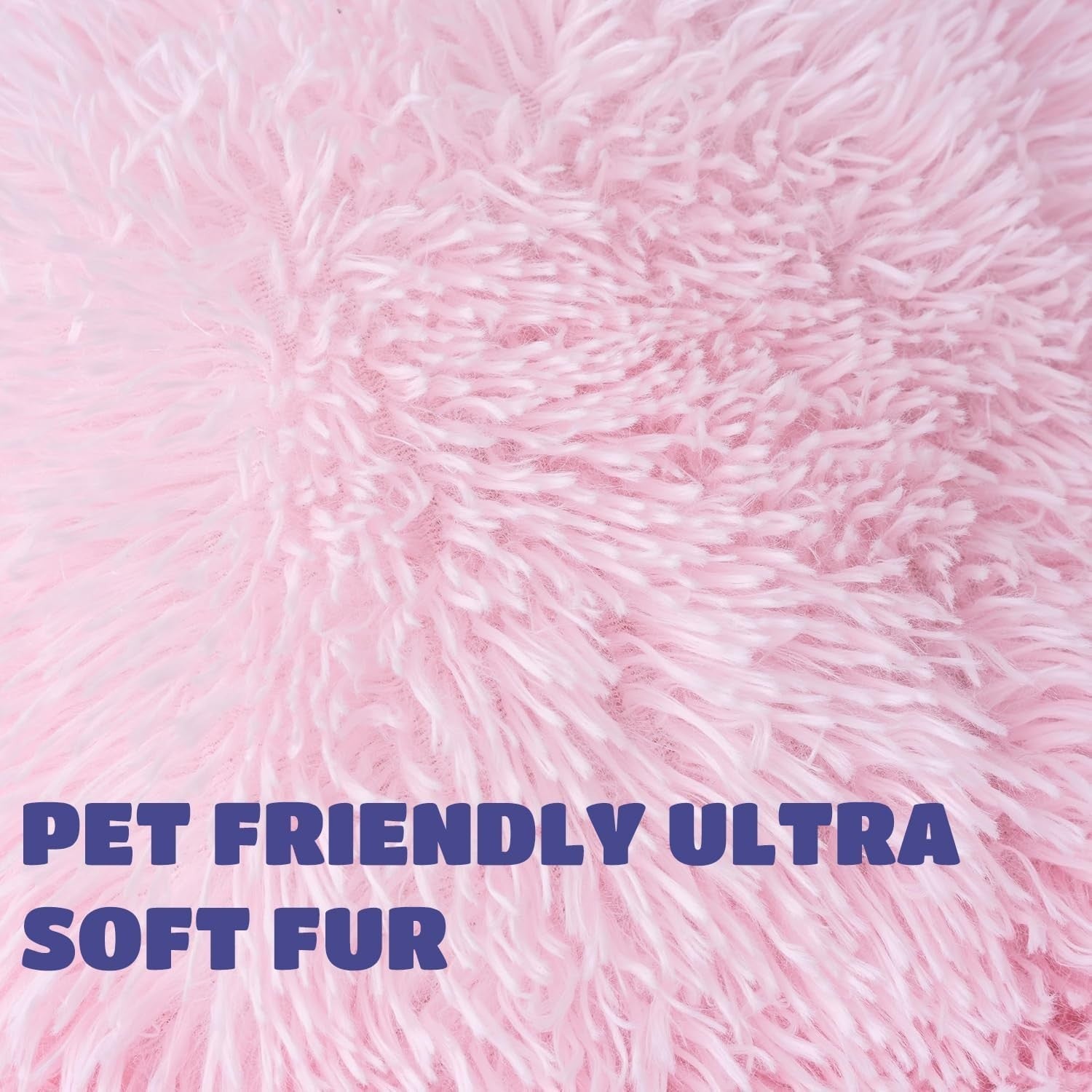 Large Donut Dog Bed 80cm Calming Plush Washable Pink
