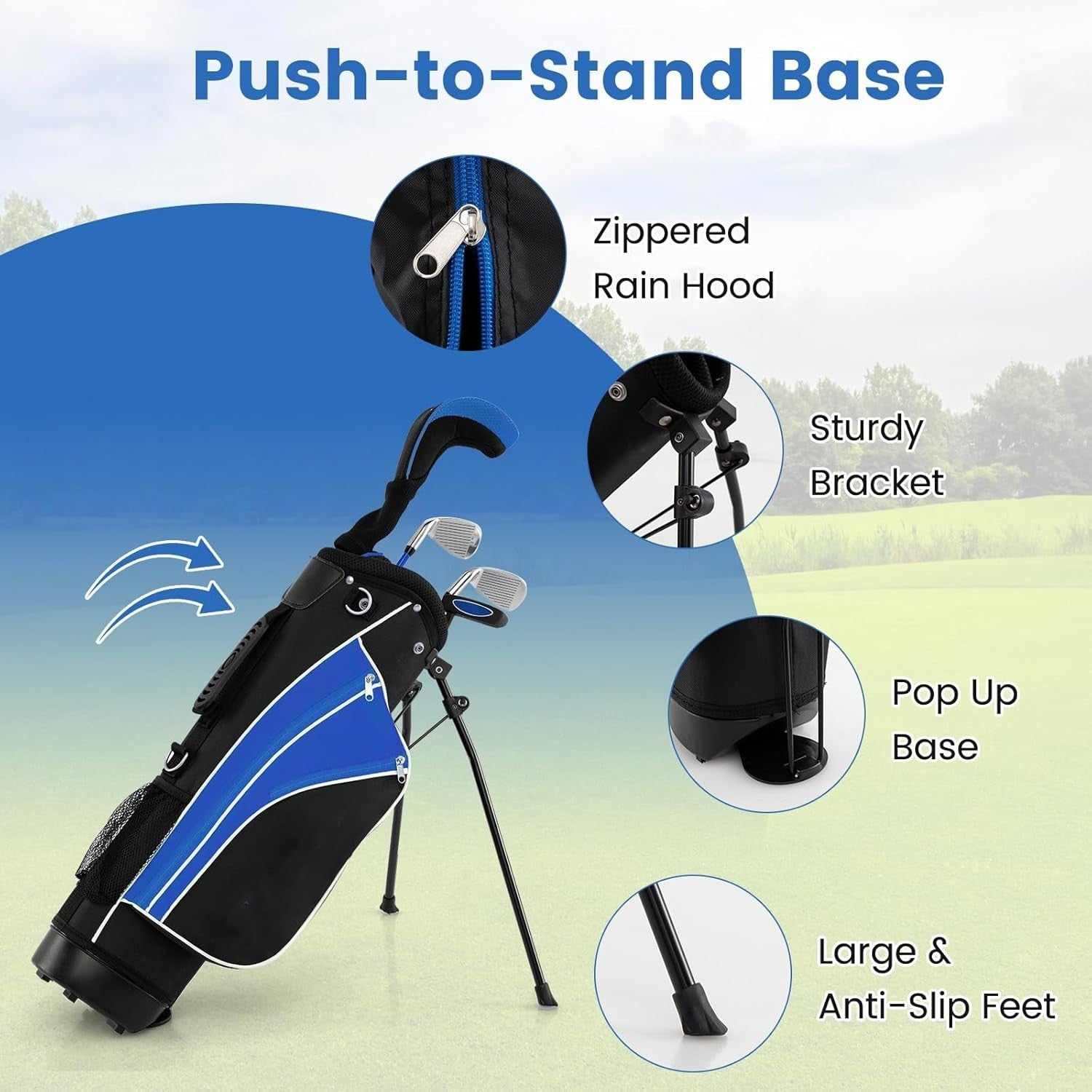 Junior Golf Club Set Ages 8–10 Right Hand Fairway Irons Putter Stand Bag