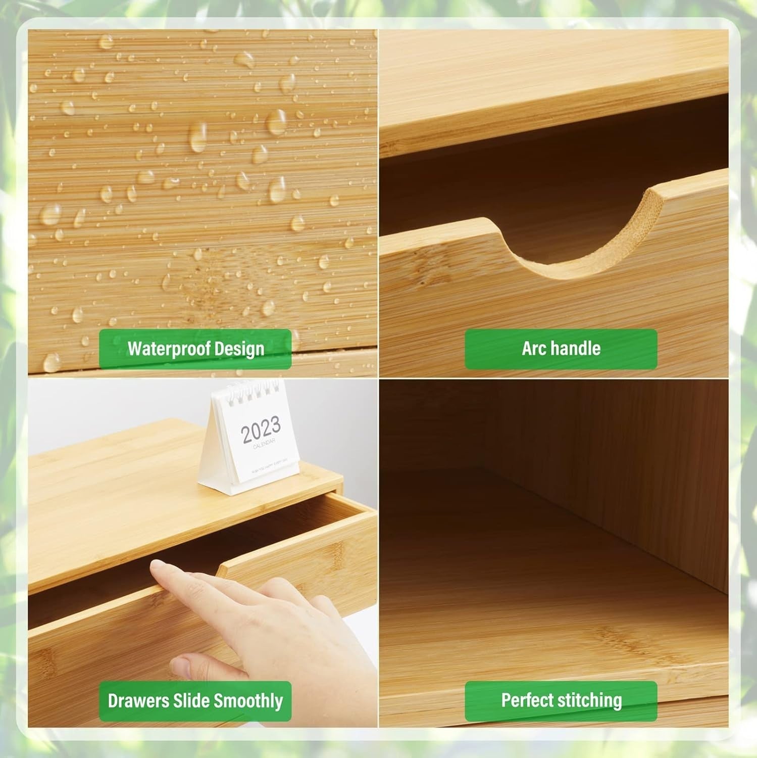 Bamboo Desk Organizer with 2 Drawers | Countertop Storage for Office/Home