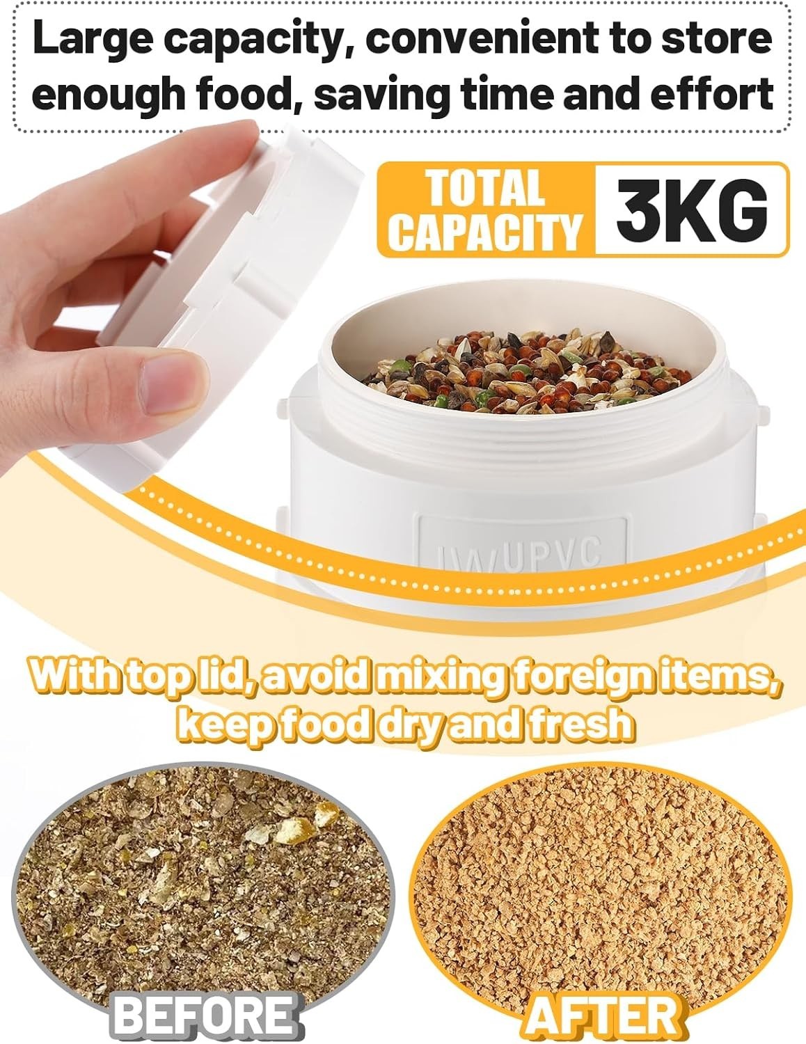 Automatic Chicken Feeder No Waste 6.6lb PVC Wall Mount