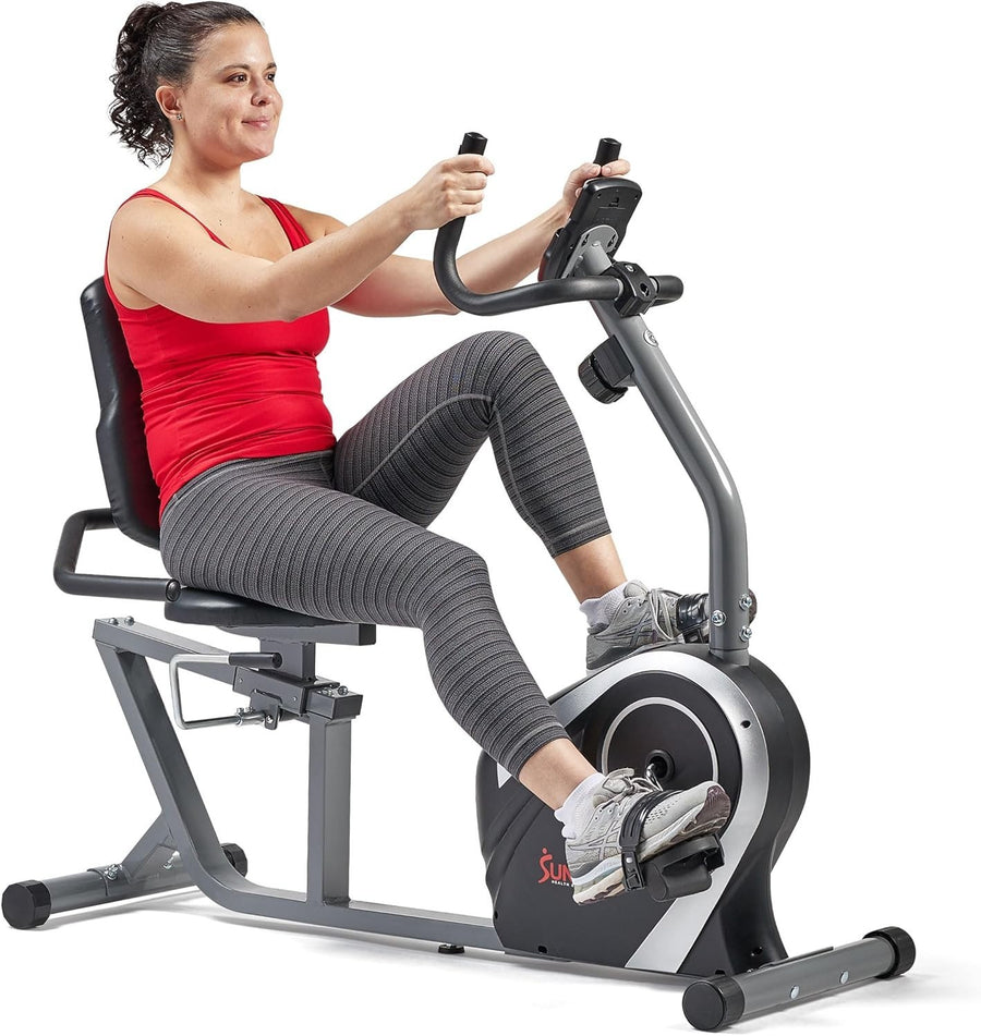 Recumbent Exercise Bike Magnetic LCD Heart Rate Adjustable Seat Quiet Home