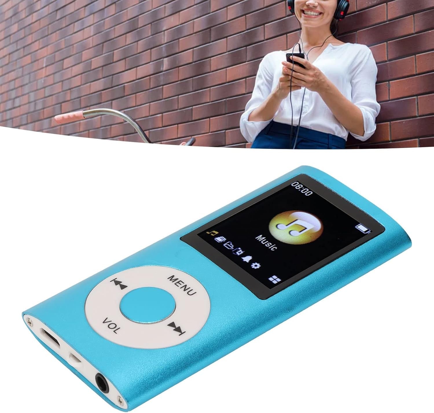 Portable Slim MP3 Player 1.8" LCD Lossless Music Player 64GB Blue