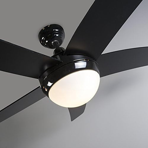 Qazqa Cool 52" Ceiling Fan with Light, Black, 5-Blade, Remote