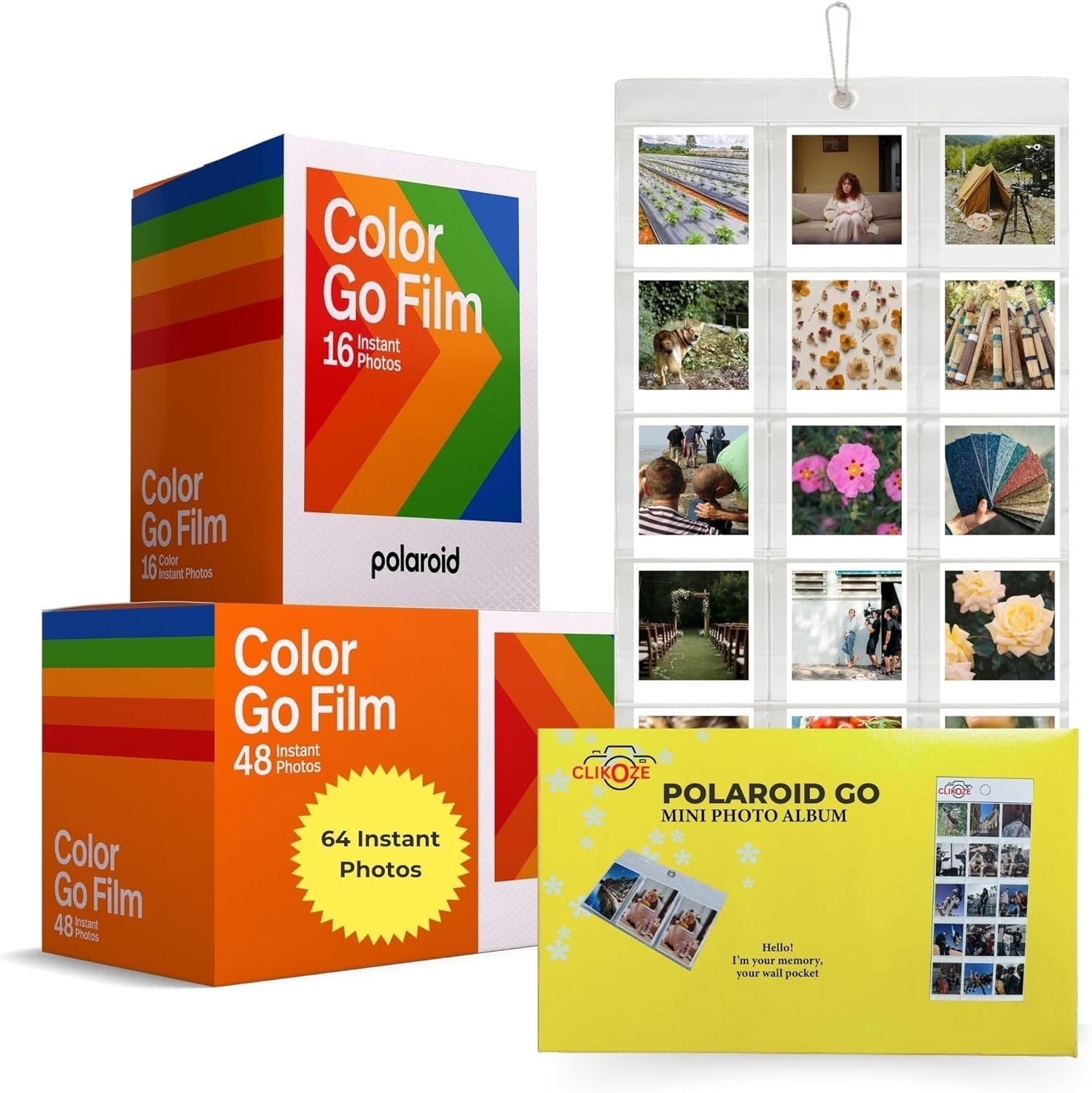Polaroid Go Film Bundle 64 Colour Shots Wall Photo Album Kit