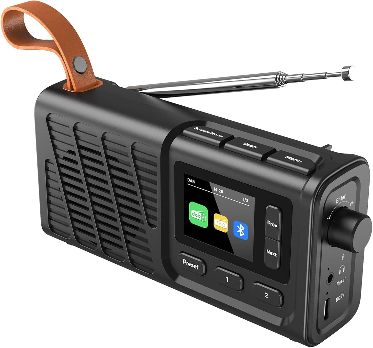 Portable DAB Radio Bluetooth FM USB Rechargeable with Dual Alarms
