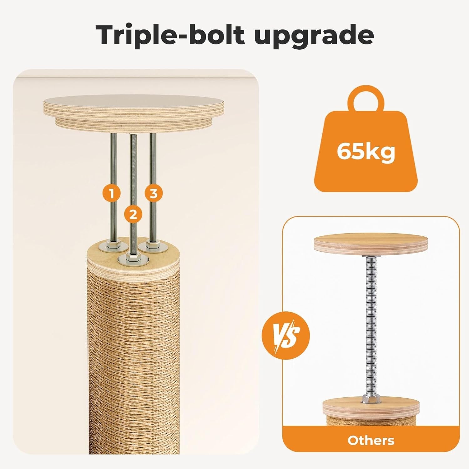 Floor to Ceiling Cat Tree Adjustable 6 Level Scratching Tower Hammock