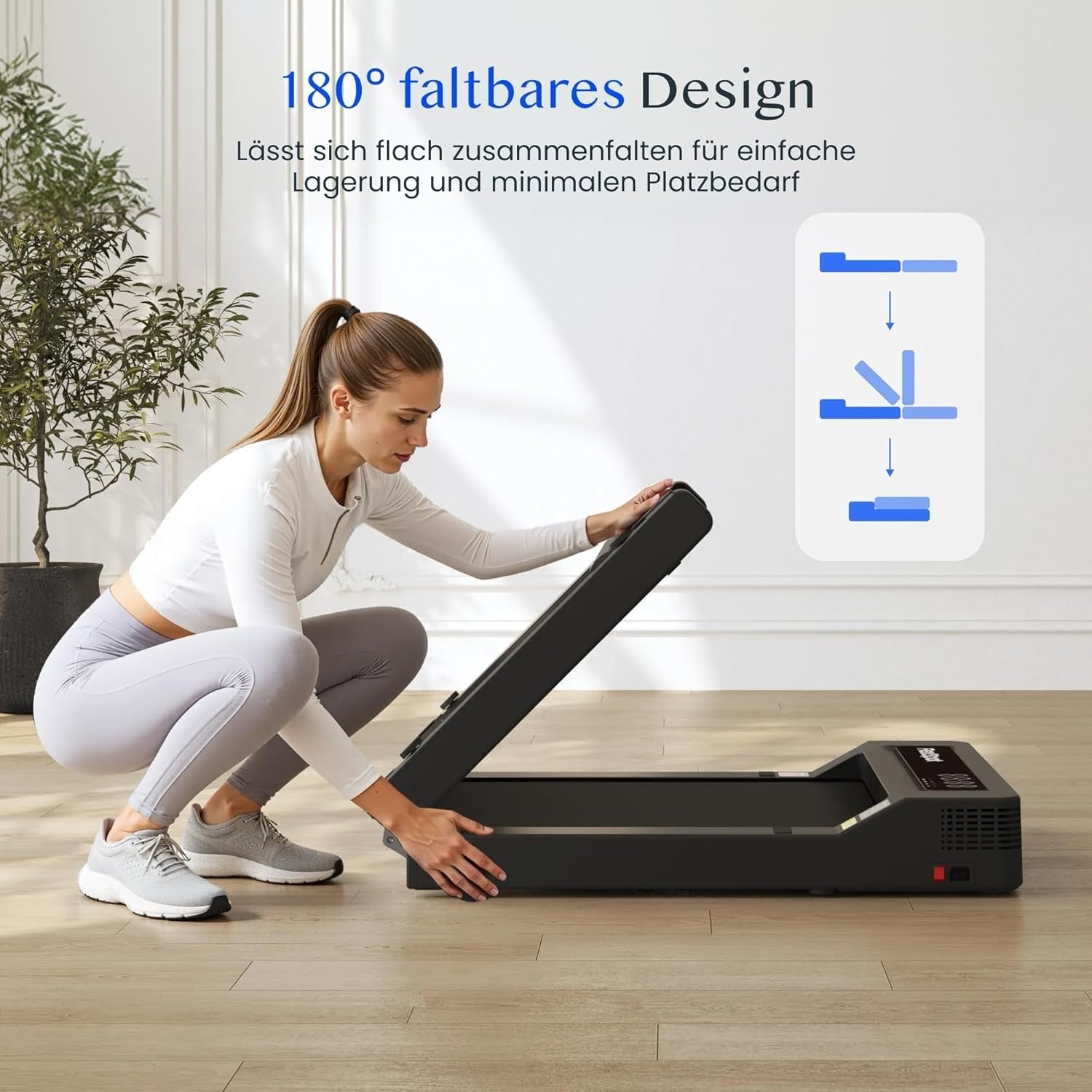 Under Desk Folding Treadmill 4-in-1 Portable LED Display Home Office Gym
