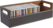 Stackable CD Storage Tray Faux Leather Media Organizer Holds 40 CDs