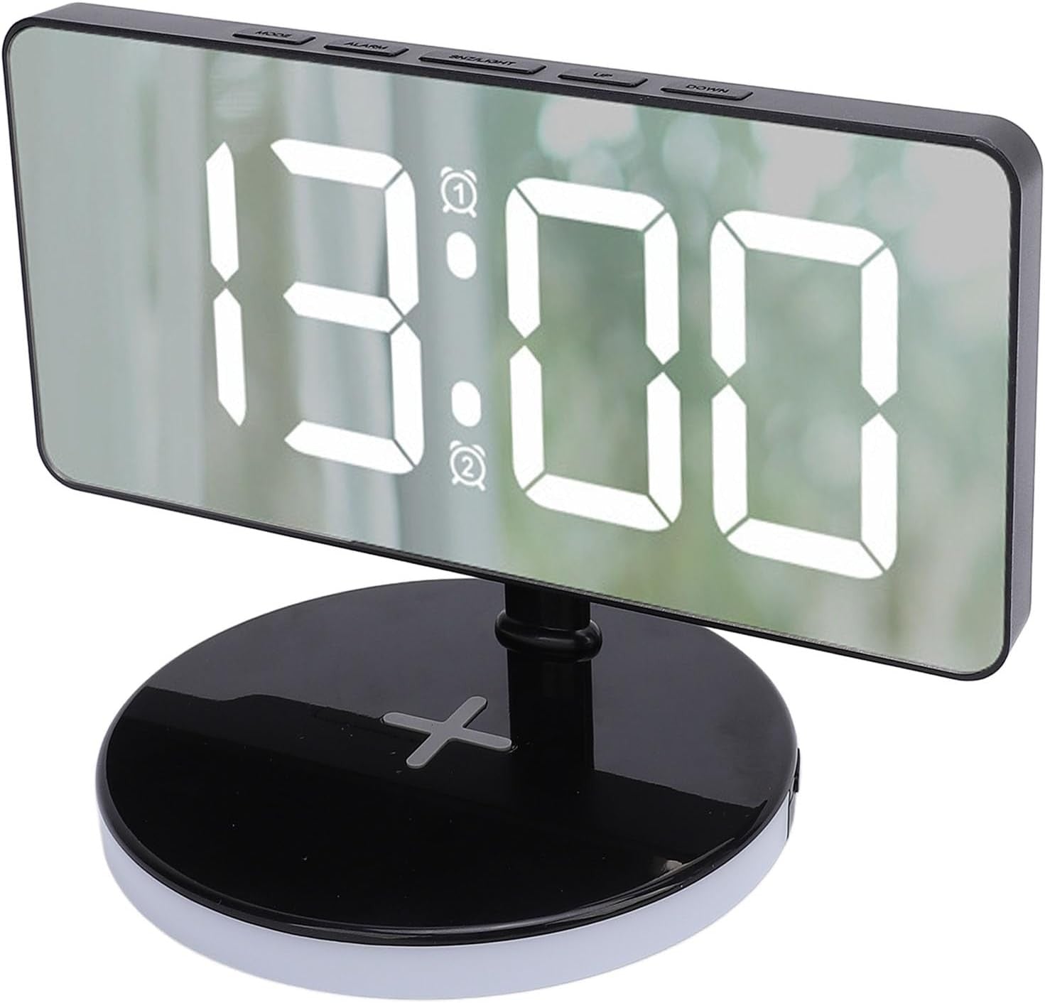 Large LED Mirror Digital Alarm Clock RGB Night Light USB-C Dual Alarm Silent