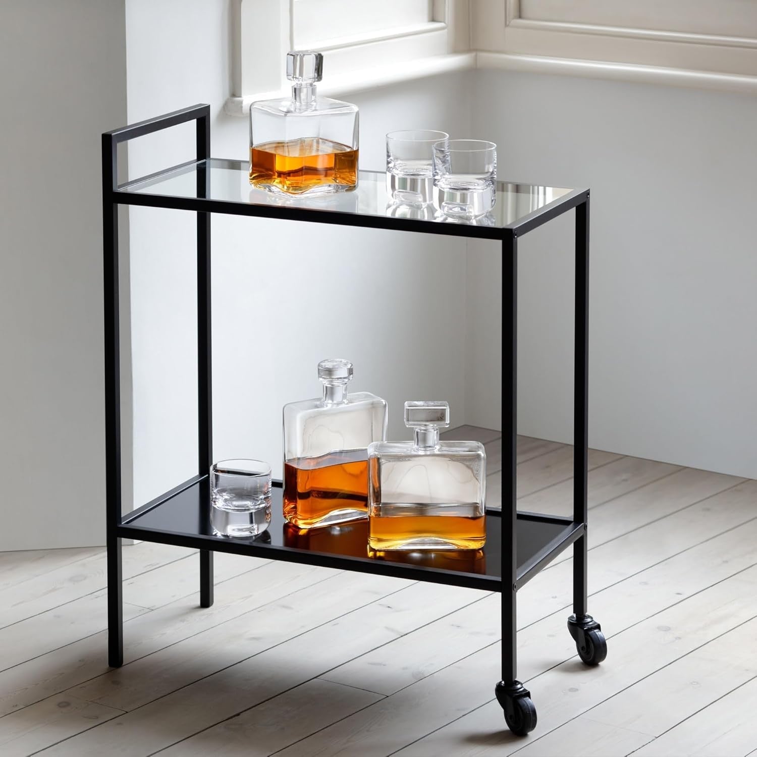 Luxury 1L Square Whisky Decanter Handmade Mouthblown Glass Gift Set