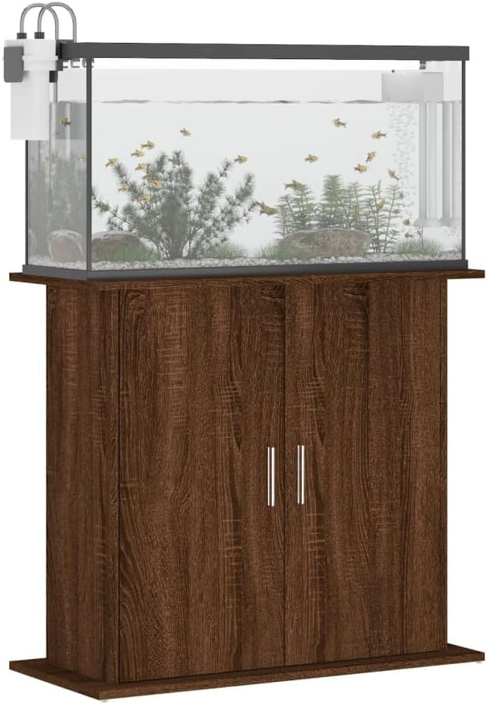 Fish Tank Aquarium Stand Brown Oak Storage Cabinet 81x36x73 cm Durable