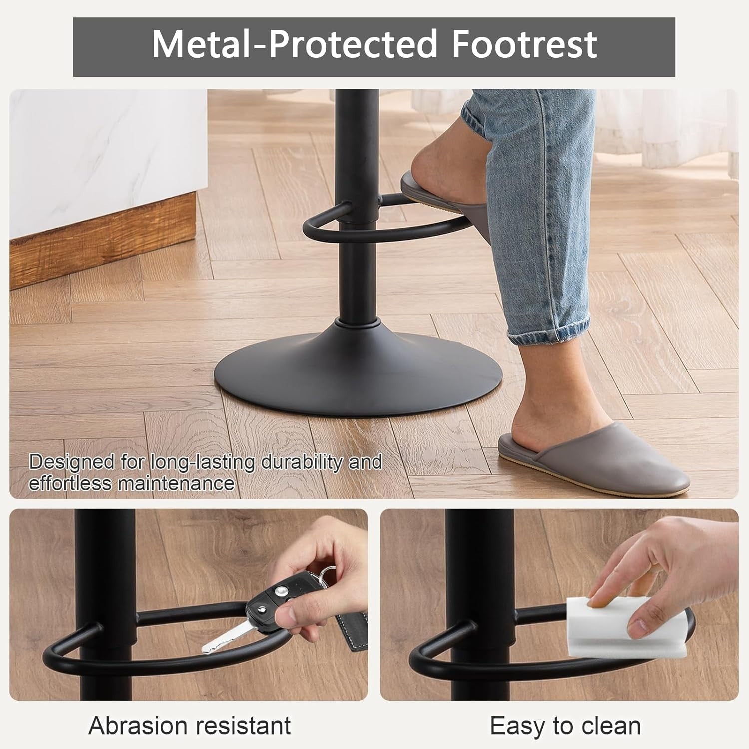 Beige Bar Stool PU Leather Swivel Height Adjustable Kitchen Chair