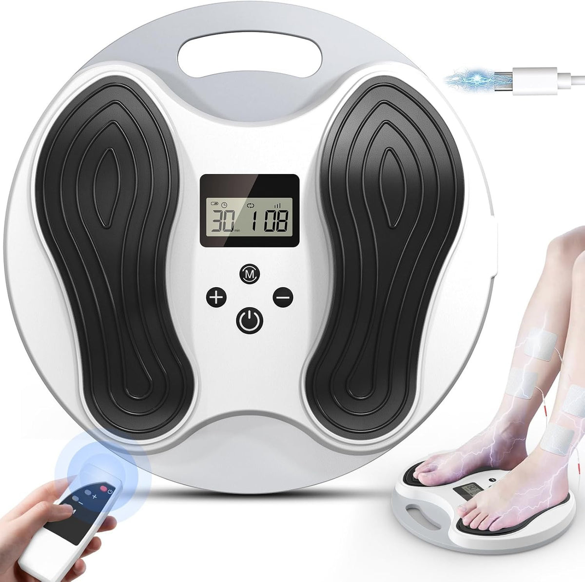 EMS Foot Massager Circulation Booster Pain Relief TENS Pads Machine
