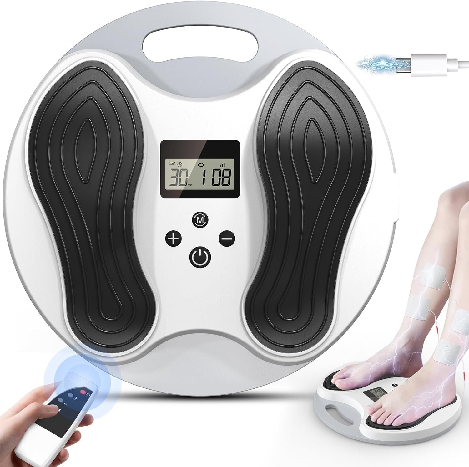EMS Foot Massager Circulation Booster Pain Relief TENS Pads Machine