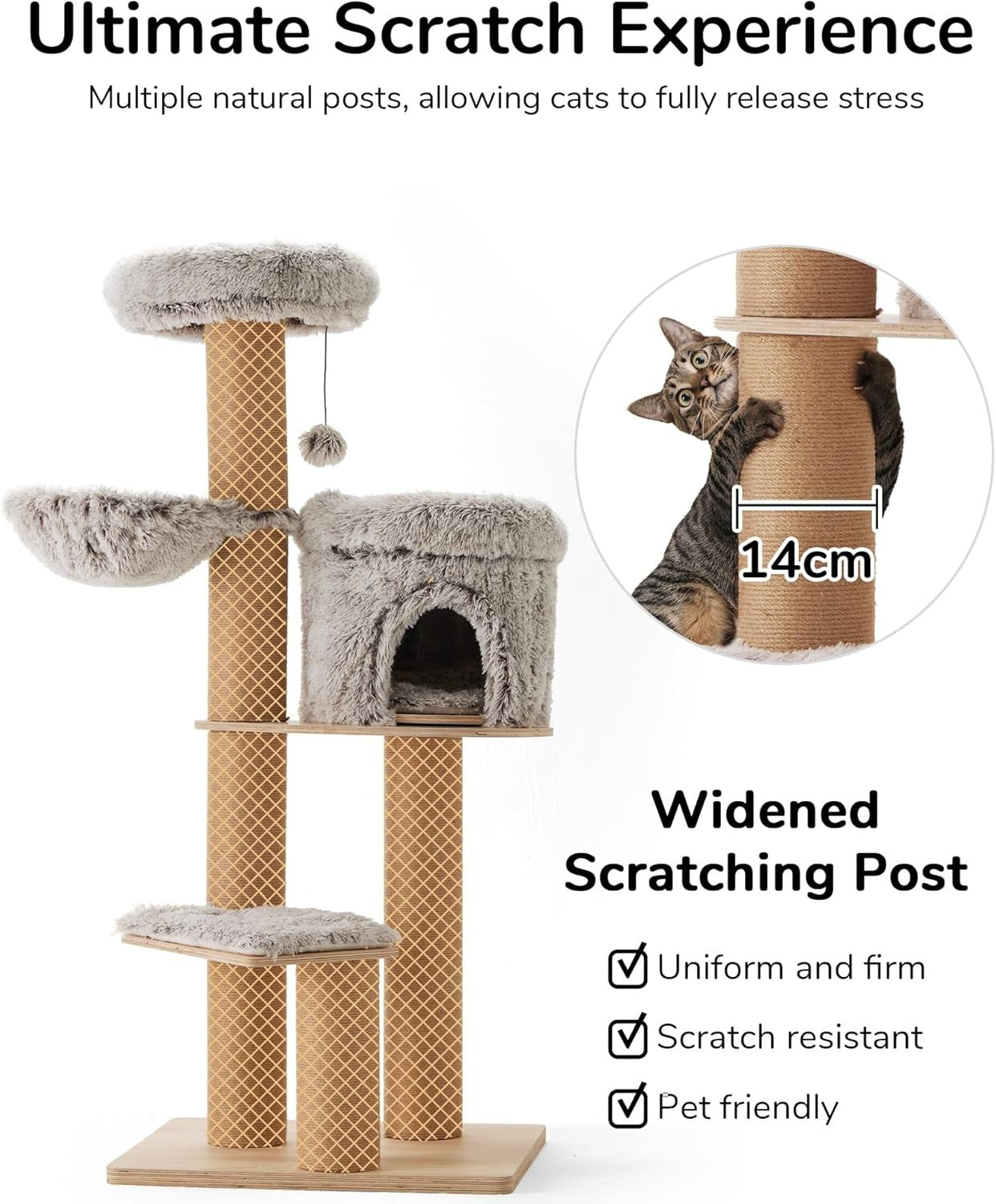 155cm Large Cat Tree Tower Condo Hammock Scratching Posts Multi Level Indoor