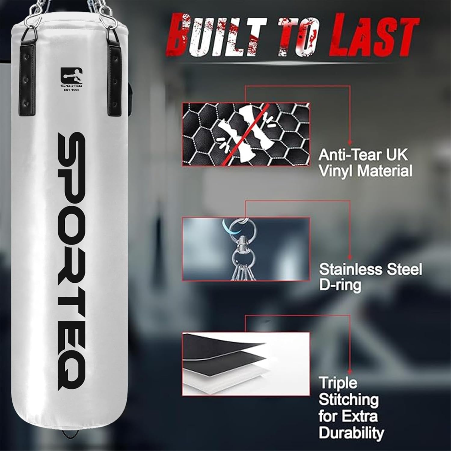 Heavy Filled Boxing Punch Bag 4FT White MMA Kickboxing Training