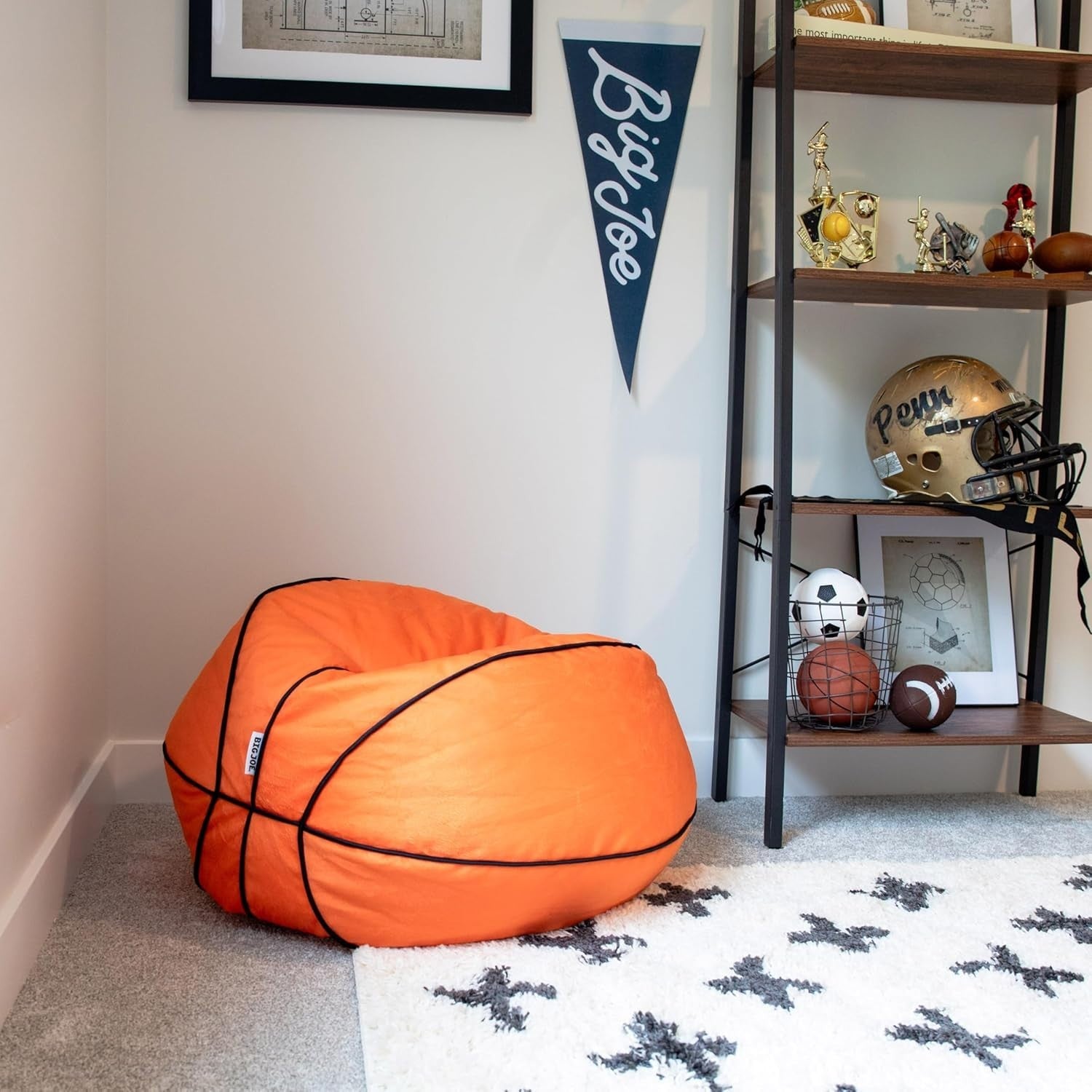 Basketball Bean Bag Chair Plush Soft Polyester Kids Gaming Room Lounge Seat