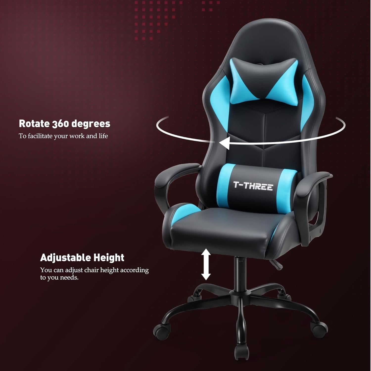 Ergonomic Gaming Chair High Back Swivel Office Desk Chair Blue