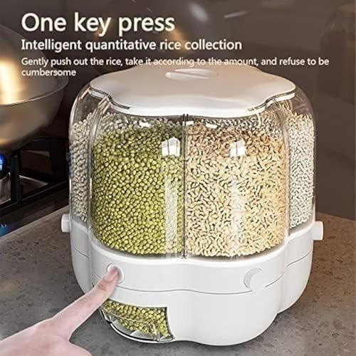 6 Grid Rotating Rice Dispenser Airtight Cereal Storage Container