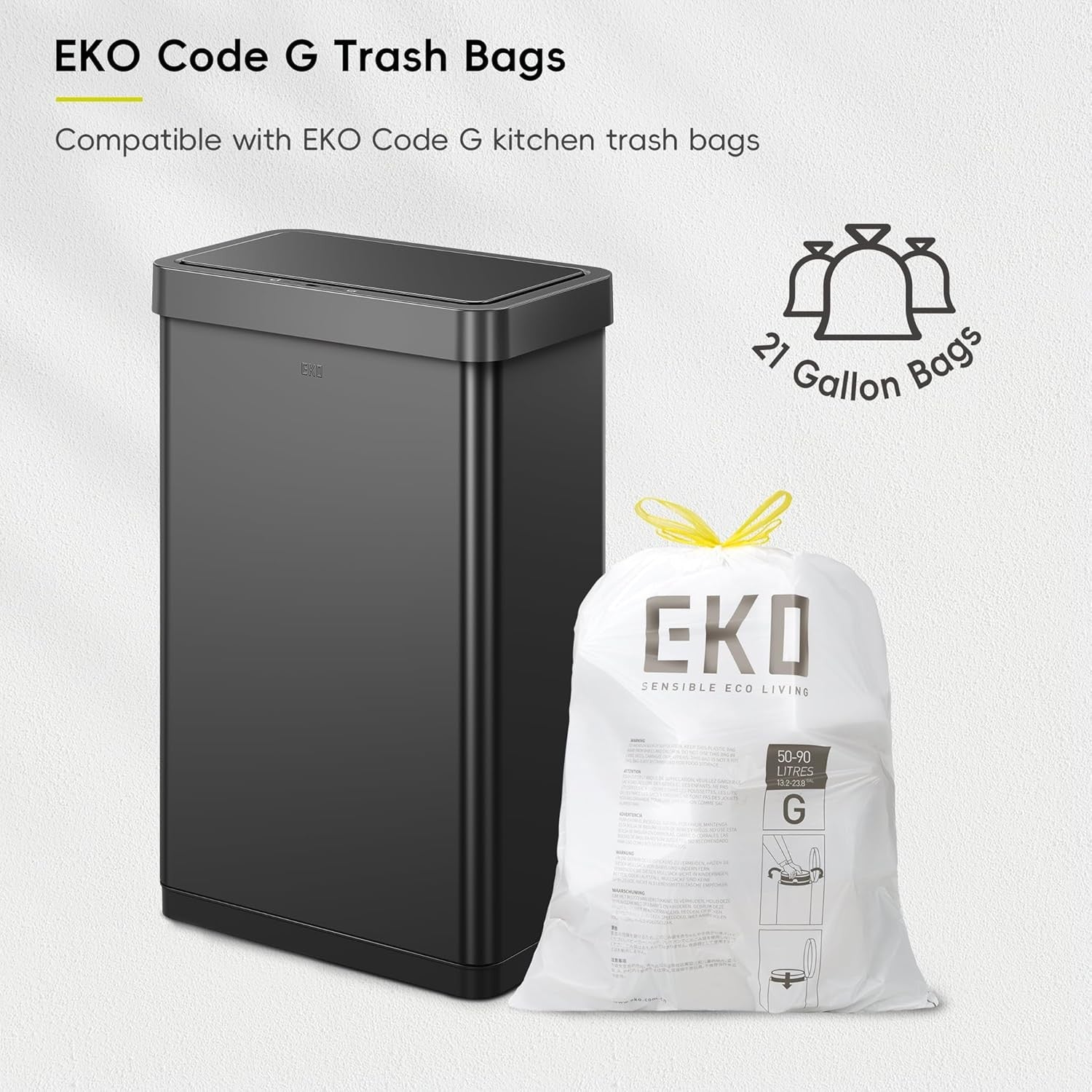 80L Motion Sensor Kitchen Bin Matte Black Stainless Steel