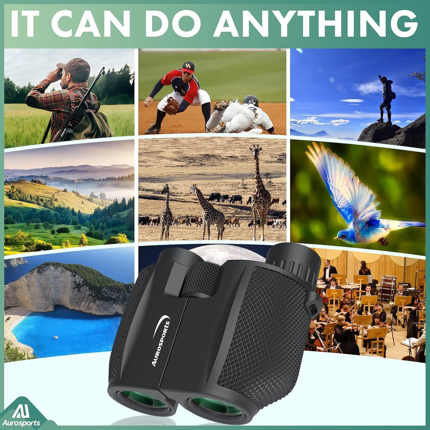 10x25 Compact HD Binoculars Lightweight Easy Focus for Bird Watching Travel Spor