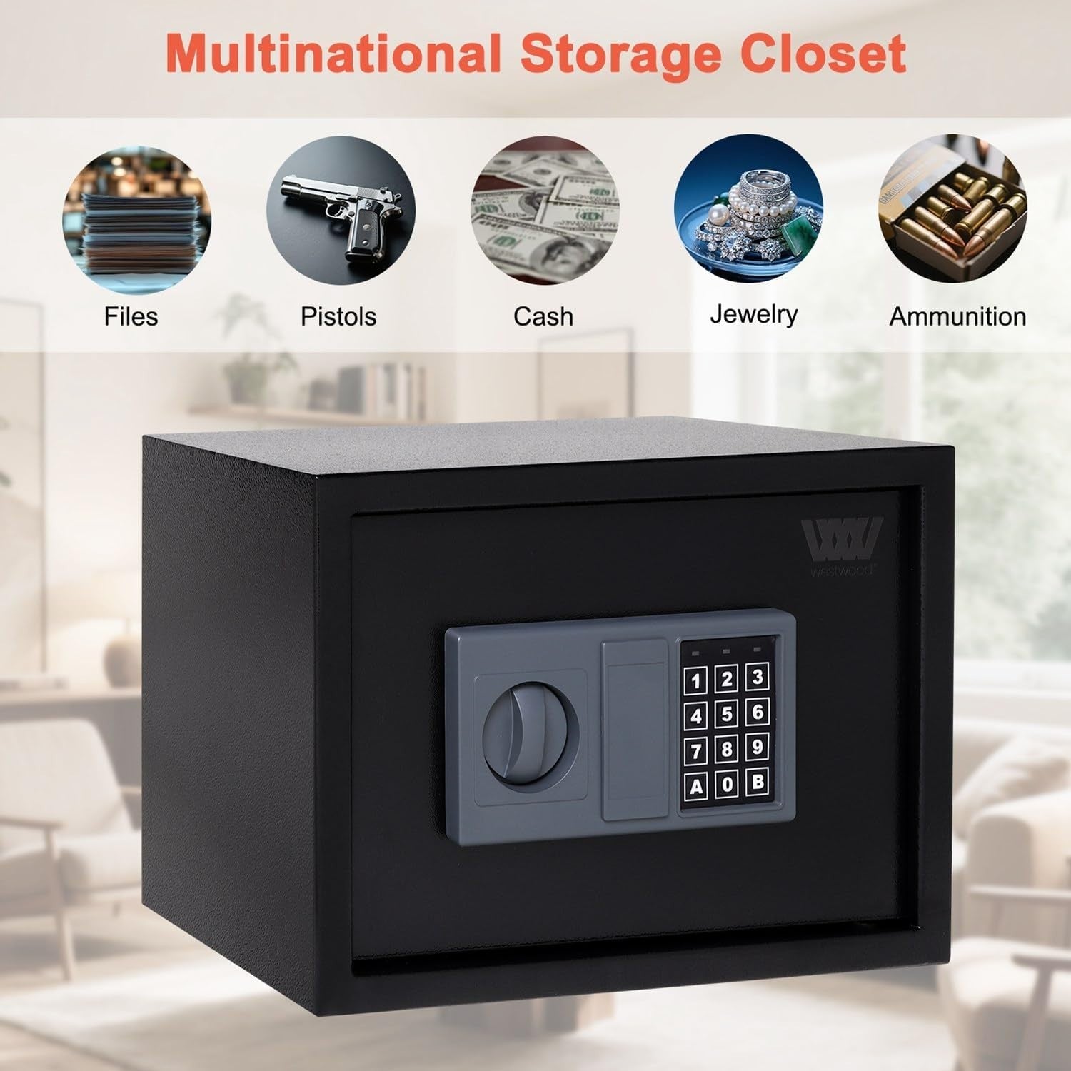 16.9L Fireproof Waterproof Safe Box Key Lock Cash Document Safe