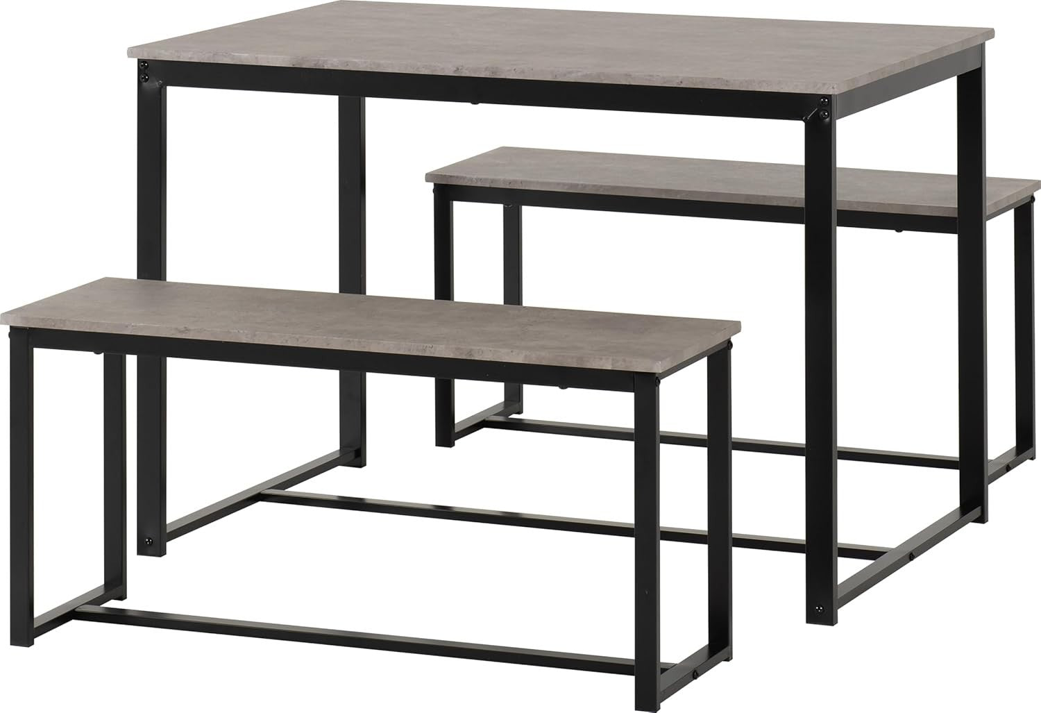 Modern 3-Piece Dining Bench & Table Set – Stone Effect, Compact & Sturdy