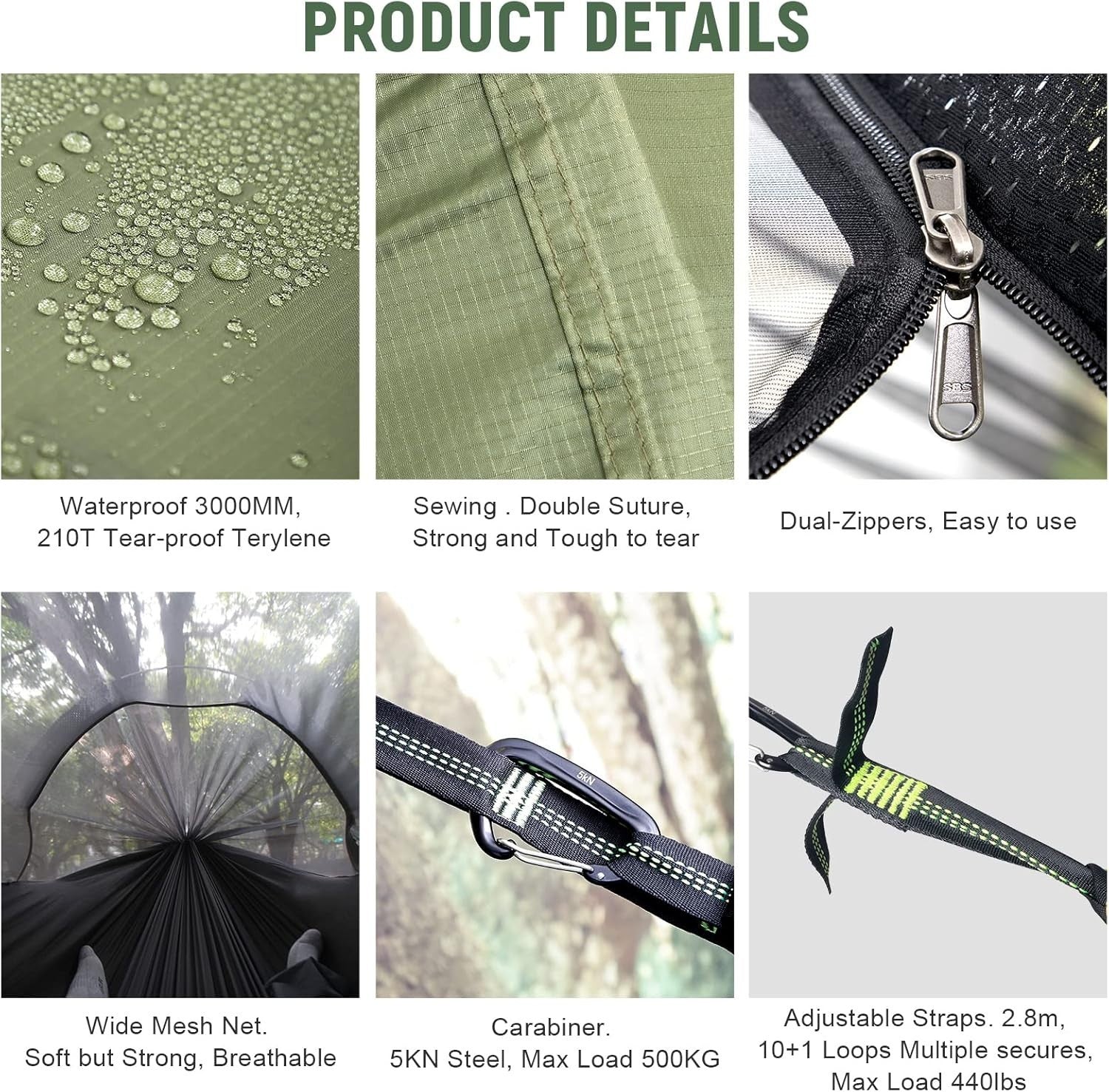 Luxury Camping Hammock with Mosquito Net | 290x140cm | 300kg | Full Kit