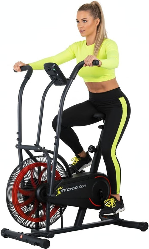 Compact Air Assault Bike Full-Body Cardio Trainer Quiet Fan Resistance LCD
