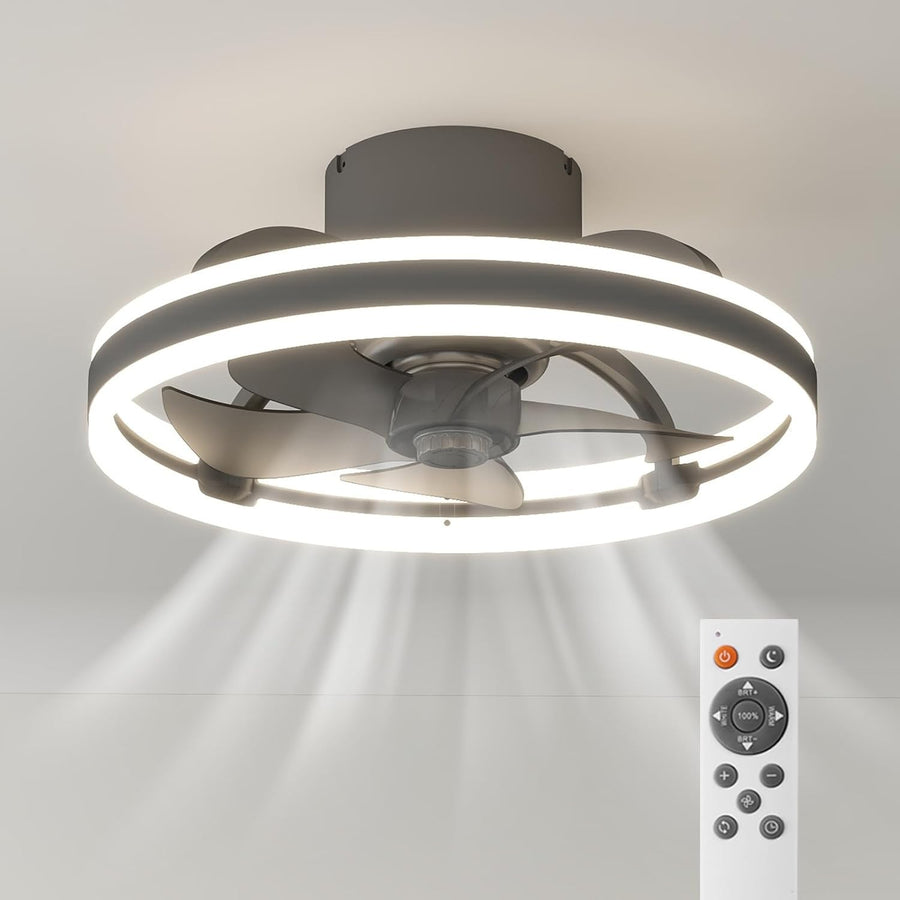 50cm Ceiling Fan with Light, Remote, 6 Speeds, Dimmable, Black