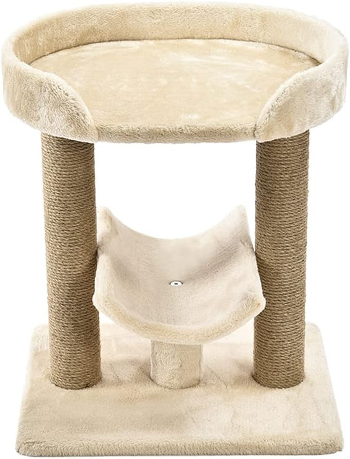 Beige Cat Tree Scratching Post Platform Tower Indoor Small Medium Cats
