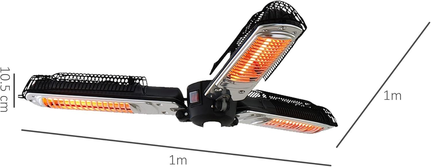 Outdoor Umbrella Heater 2000W Electric Patio Radiant Heat 3 Settings Adjustable