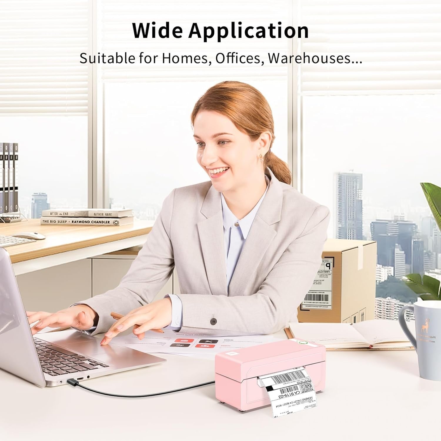 Pink 4x6 Bluetooth Thermal Label Printer, Wireless Shipping, Portable