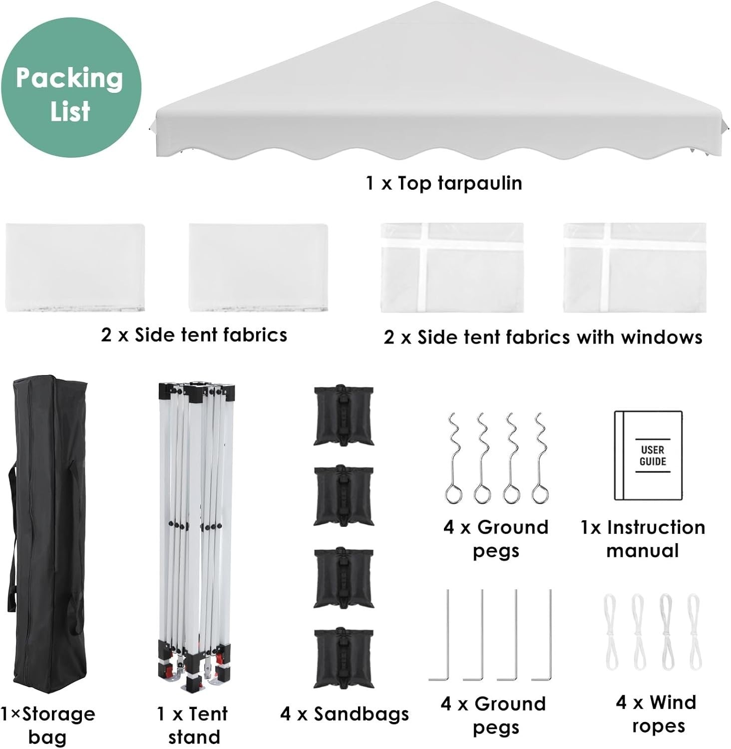 3x3M Gazebo With Sides Waterproof Garden Party Tent UV50+ 420D Oxford
