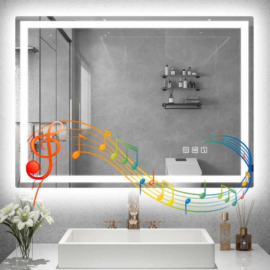 LED Bathroom Mirror 60x80 cm with Bluetooth, Anti-Fog & Dimmable Light