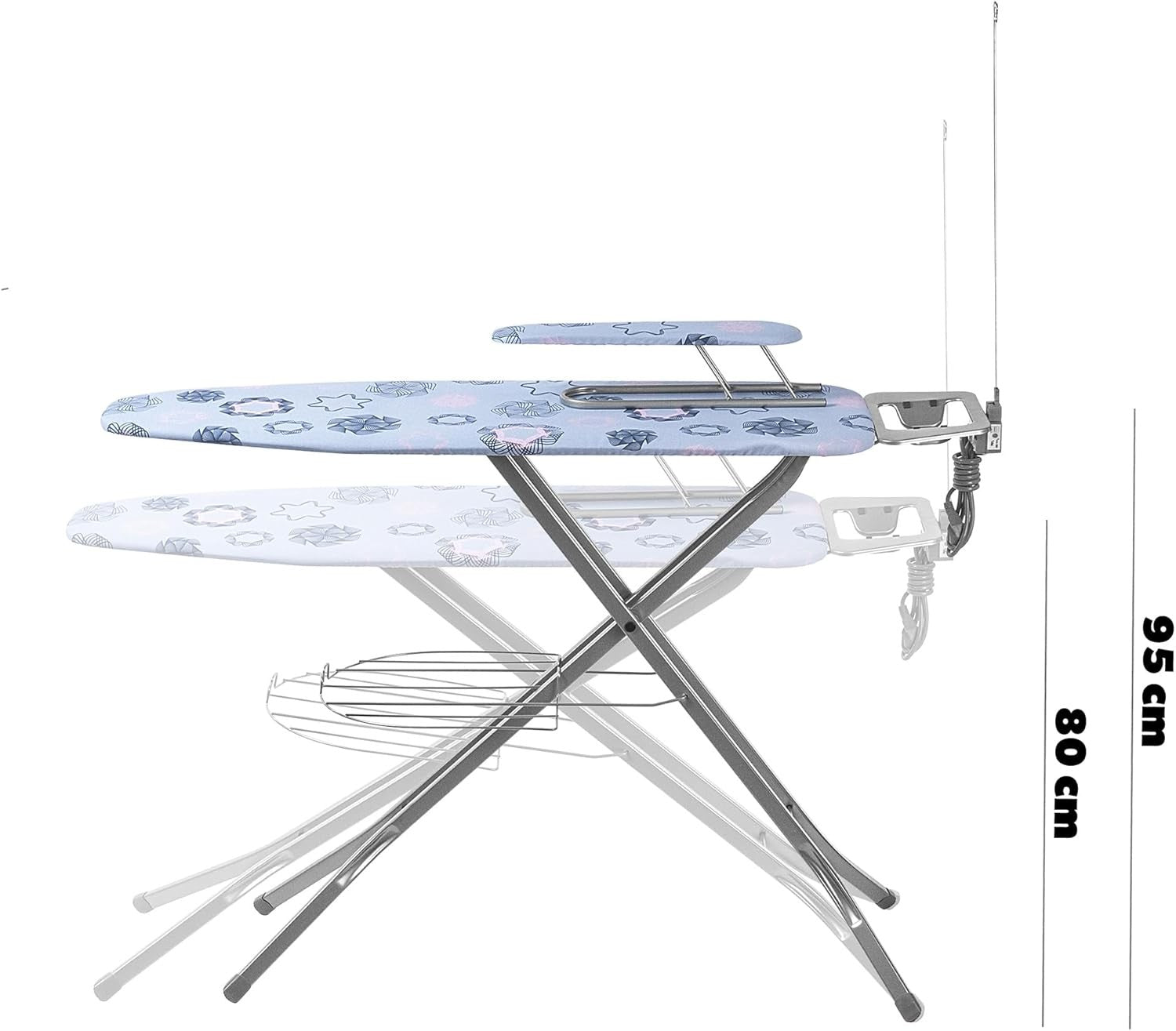 Extra Large Ironing Board with Extension Cable Folding Height Adjustable