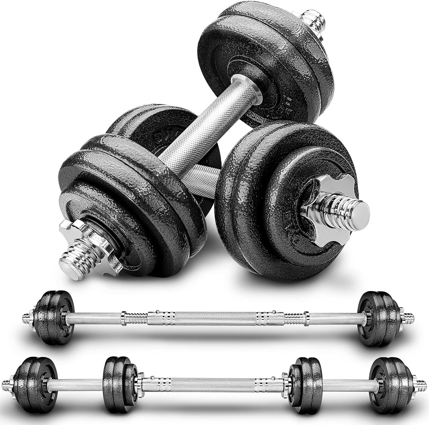 30KG 2-in-1 Free Weight Set Dumbbell Barbell Combo Spinlock Home Gym
