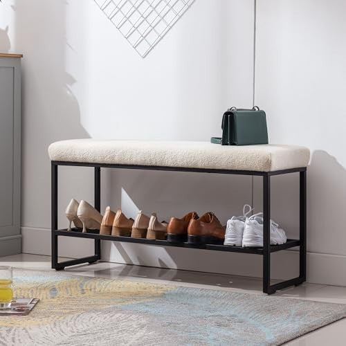 Zesthouse Boucle Shoe Bench with Storage, Modern Entryway & Bedroom Seating