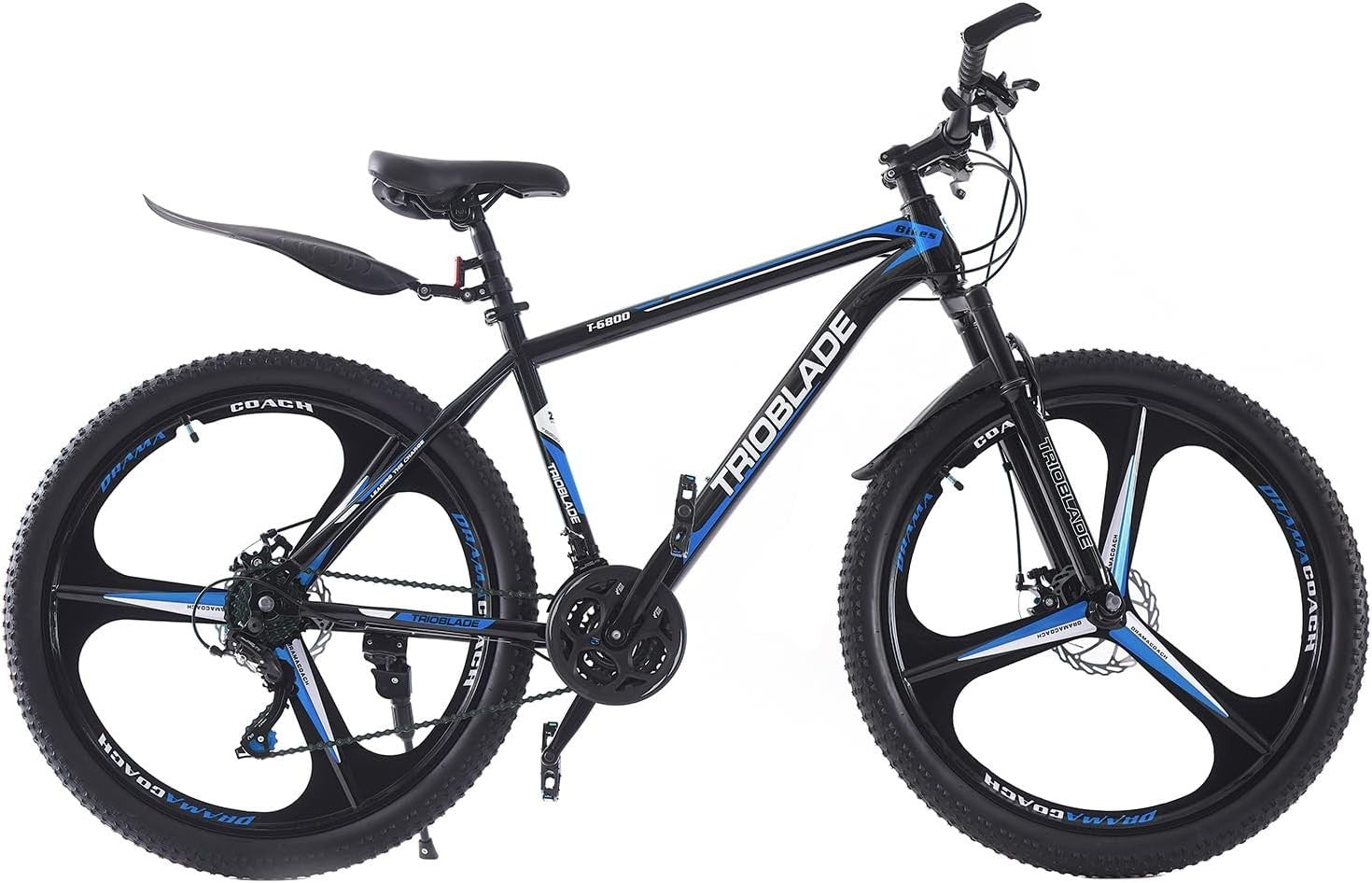24" Black & Blue Mountain Bike 21-Speed Disc Brakes Lightweight MTB