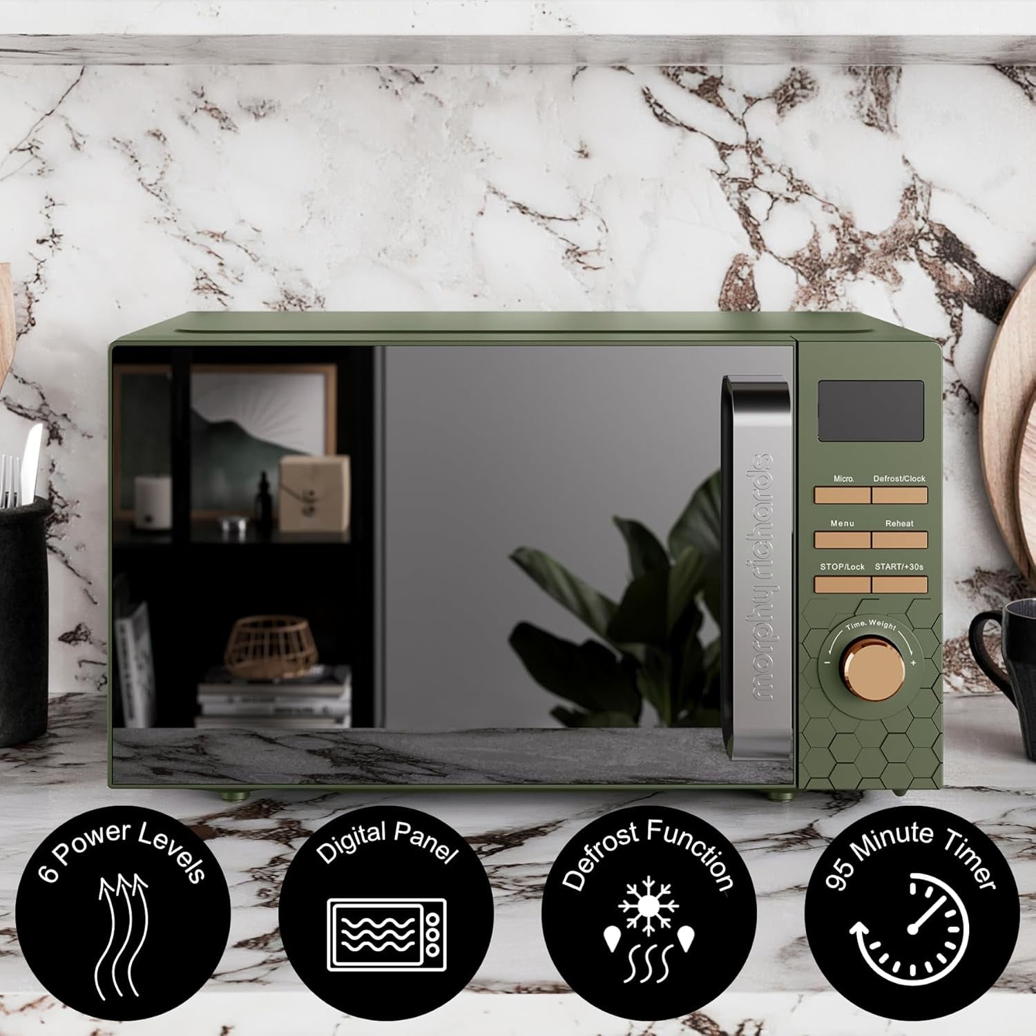 20L 800W Digital Microwave with 6 Power Levels & Defrost Function