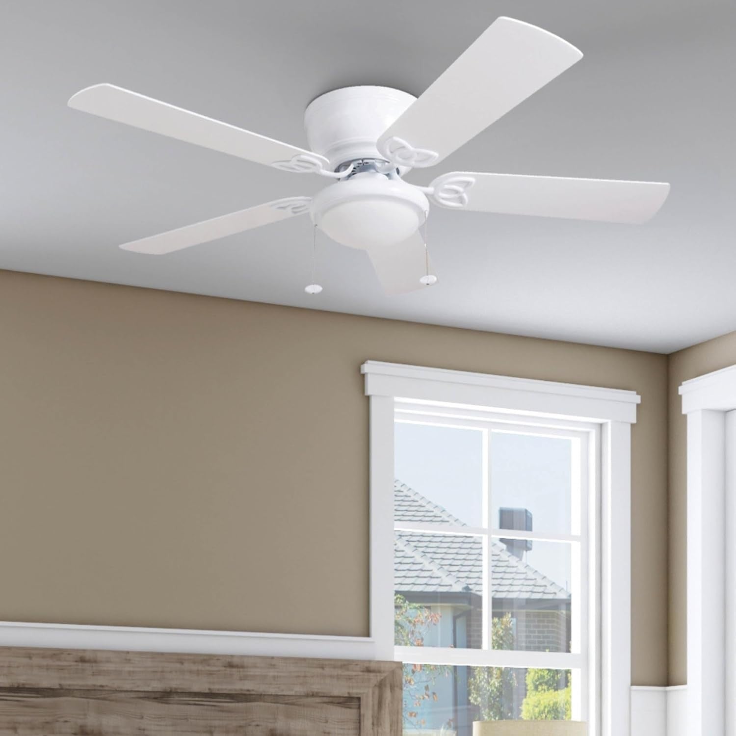 Prominence Home Benton 52" Ceiling Fan, 5 Blades, Remote, Quiet Motor, White