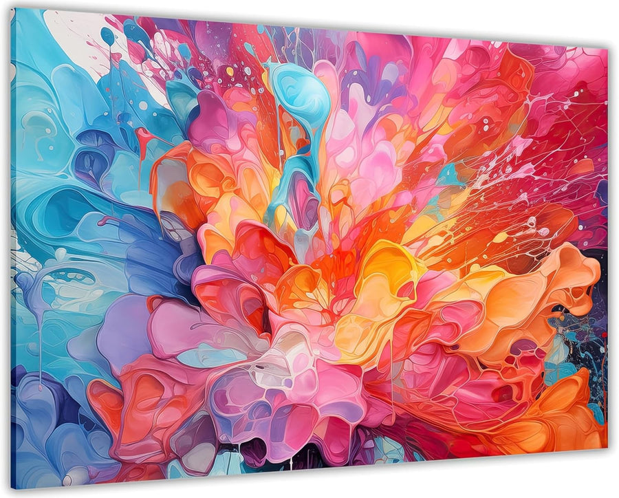 Extra Large Abstract Canvas Wall Art Colourful Print 102x77cm