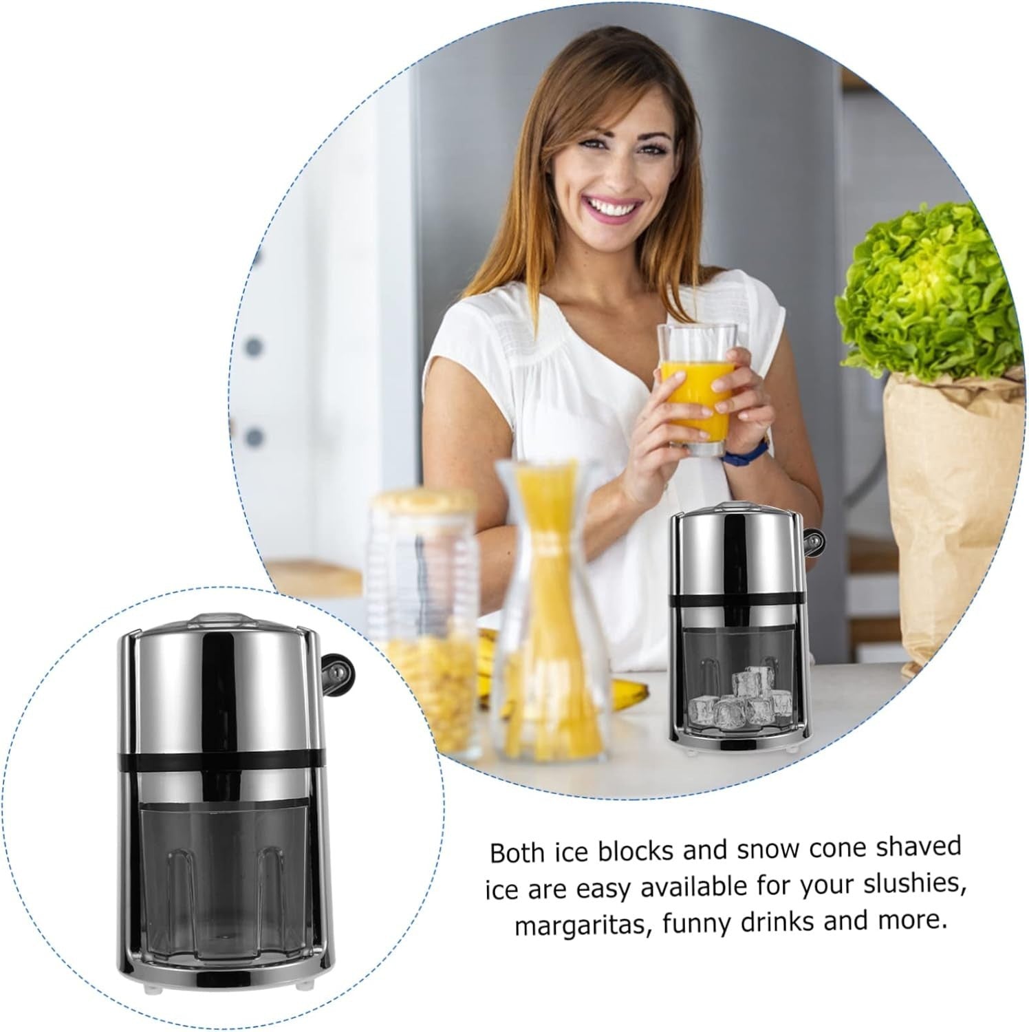 Manual Ice Crusher Hand Crank Shaved Ice Slush Maker Home Travel Use