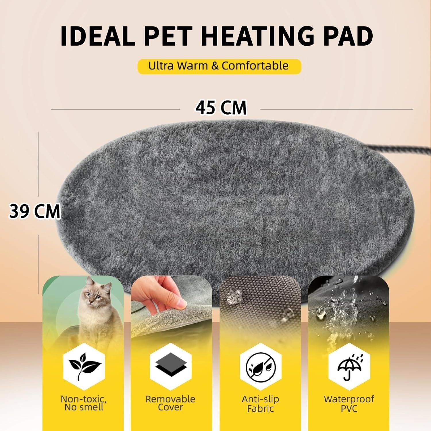 Pressure Activated Pet Heating Pad Electric Heated Mat Adjustable Temp